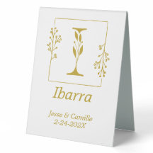 Modern Gold Botanical Letter I Wedding