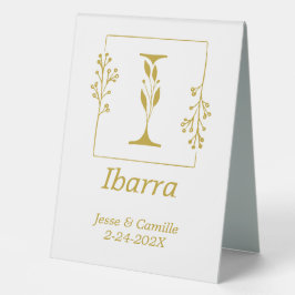 Modern Gold Botanical Letter I Wedding