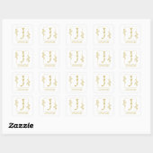 Modern Gold Botanical Monogram Letter J Vierkante Sticker (Vel)