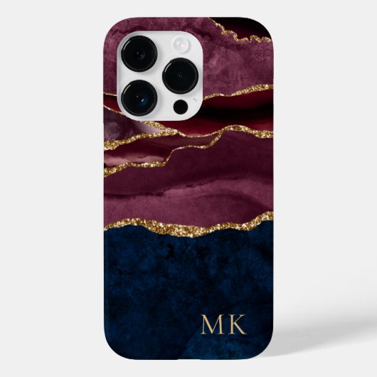 Modern Gold, Bourgogne en marmer Agate Case-Mate iPhone Case (Achterkant)