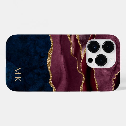 Modern Gold, Bourgogne en marmer Agate Case-Mate iPhone Case (Achterkant (horizontaal))