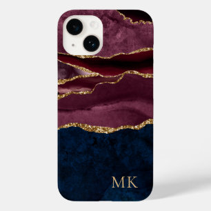 Modern Gold, Bourgogne en marmer Agate Case-Mate iPhone 14 Hoesje