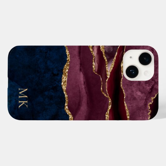 Modern Gold, Bourgogne en marmer Agate Case-Mate iPhone Case (Achterkant (horizontaal))