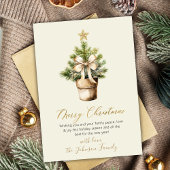 Modern Gold Bow Neutral Watercolor Christmas Feestdagenkaart