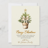 Modern Gold Bow Neutral Watercolor Christmas Feestdagenkaart (Voorkant)