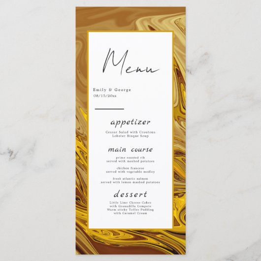Modern Gold Brown Terracotta Abstract huwelijk Menu (Voorkant)