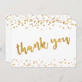 Modern Gold Brush Script Confetti BEDANKT (Voorkant / Achterkant)