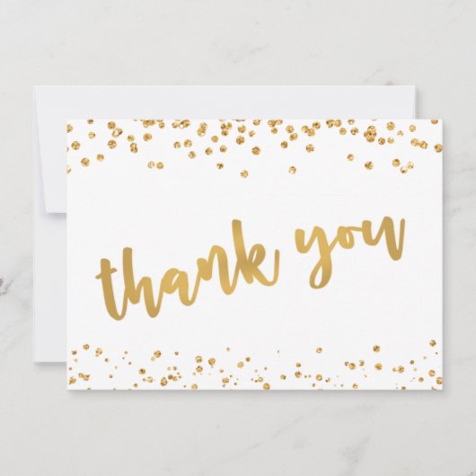 Modern Gold Brush Script Confetti BEDANKT (Voorkant)