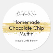 Modern Gold Brush Stroke Bakery Product Ronde Sticker (Voorkant)