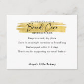 Modern Gold Brush Stroke Bread Care Instructions Bedankkaart (Voorkant)
