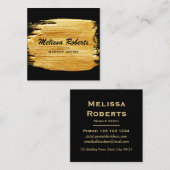 Modern Gold Brush Stroke Make Up Artist Vierkante Visitekaartje (Voorkant / Achterkant)