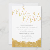 Modern Gold Brush Stroke Wedding Invitation Kaart (Voorkant)
