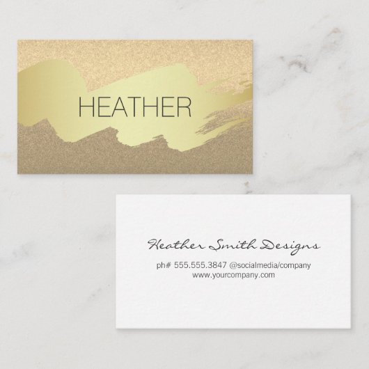 Modern Gold Brushed Glamour Visitekaartje (Voorkant / Achterkant)