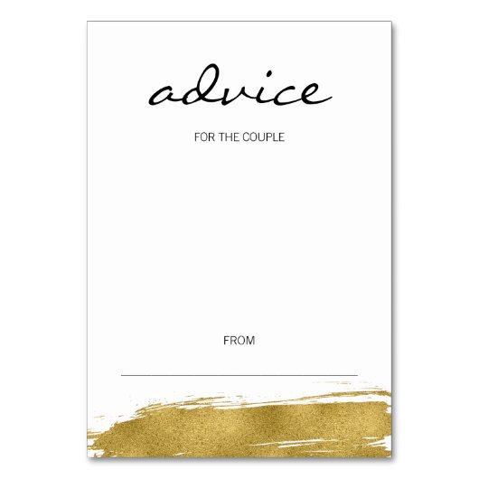 Modern Gold Brushstroke Wedding Advice Kaart (Voorkant)