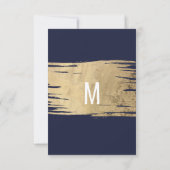 Modern Gold Brushstrokes Navy Blue Chic Save The Date (Achterkant)