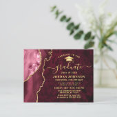 Modern Gold Burgundy Graduation Party Invitation Briefkaart (Staand voorkant)