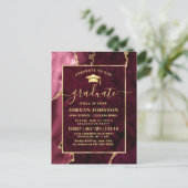 Modern Gold Burgundy Graduation Party Invitation Briefkaart (Staand voorkant)