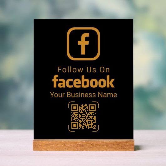 Modern Gold Business Facebook QR Code Acryl Bord (Neutraal)