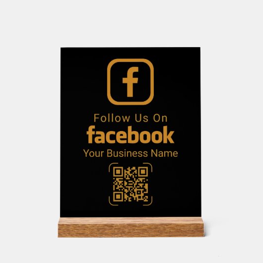 Modern Gold Business Facebook QR Code Acryl Bord (Voorkant)