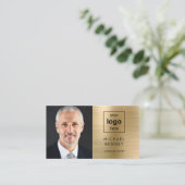 Modern Gold Business Logo Foto Visitekaartje (Staand voorkant)