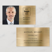 Modern Gold Business Logo Foto Visitekaartje (Voorkant / Achterkant)