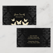 Modern Gold Butterflies Damask Makeup Artist Visitekaartje (Voorkant / Achterkant)