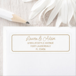 Modern Gold Calligrafie op White Wedding Address Etiket