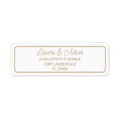 Modern Gold Calligrafie op White Wedding Address Etiket (Voorkant)