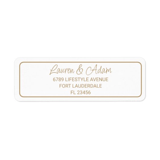 Modern Gold Calligrafie op White Wedding Address Etiket (Voorkant)