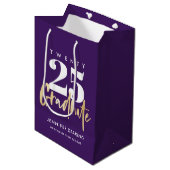 Modern Gold Calligrafie Paars Afstuderen Medium Cadeauzakje (Voorkant Gekanteld)
