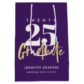 Modern Gold Calligrafie Paars Afstuderen Medium Cadeauzakje (Achterkant)