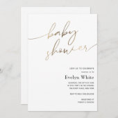 Modern Gold Calligraphy Baby shower Kaart (Voorkant / Achterkant)