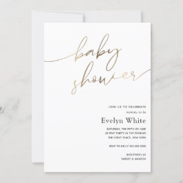 Modern Gold Calligraphy Baby shower Kaart