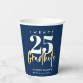 Modern Gold Calligraphy Blue Afstuderen Papieren Bekers (Achterkant)