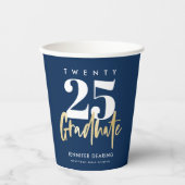 Modern Gold Calligraphy Blue Afstuderen Papieren Bekers (Voorkant)