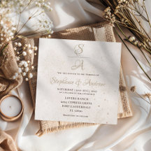 Modern Gold Calligraphy Champagne Ivory Wedding
