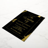 Modern Gold Calligraphy Elegant Black Wedding Folie Uitnodiging (Gedraaid)