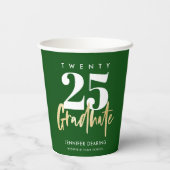 Modern Gold Calligraphy Green Afstuderen Papieren Bekers (Achterkant)