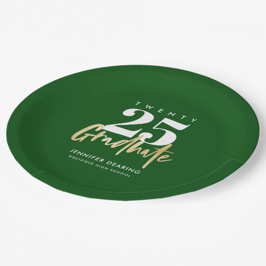 Modern Gold Calligraphy Green Afstuderen Papieren Bordje (Gekanteld)