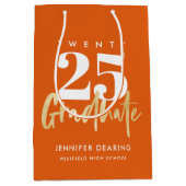 Modern Gold Calligraphy Oranje Afstuderen Medium Cadeauzakje (Voorkant)