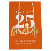 Modern Gold Calligraphy Oranje Afstuderen Medium Cadeauzakje (Achterkant)