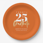 Modern Gold Calligraphy Oranje Afstuderen Papieren Bordje (Voorkant)