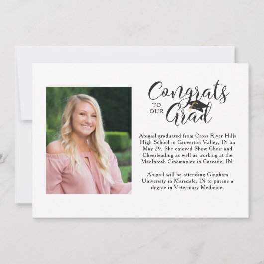 Modern Gold Calligraphy Script 4 Photo Afstuderen Aankondiging (Achterkant)