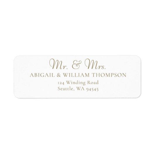 Modern Gold Calligraphy Wedding Return Address Etiket (Voorkant)