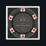 Modern Gold Casino Poker Chip Wedding Servet<br><div class="desc">Ons ontwerp is voorzien van een uniek ontwerp van de pokerchip versierd met faux goud voor een luxe touch,  speelkaartenpak,  een gouden Art Deco patroon op zwart als achtergrond. Gebruik de tool Personaliseren om uw gegevens toe te voegen. Ga voor meer informatie naar mijn Poker Casino Collectie</div>