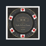 Modern Gold Casino Poker Chip Wedding Servet<br><div class="desc">Ons ontwerp is voorzien van een uniek ontwerp van de pokerchip versierd met faux goud voor een luxe touch,  speelkaartenpak,  een gouden Art Deco patroon op zwart als achtergrond. Gebruik de tool Personaliseren om uw gegevens toe te voegen. Ga voor meer informatie naar mijn Poker Casino Collectie</div>