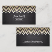 Modern Gold Chevron Stripes Hair Stylist Salon Visitekaartje (Voorkant / Achterkant)