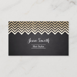 Modern Gold Chevron Stripes Hair Stylist Salon Visitekaartje