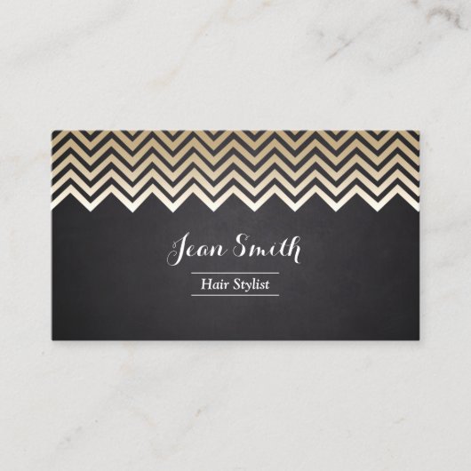 Modern Gold Chevron Stripes Hair Stylist Salon Visitekaartje (Voorkant)