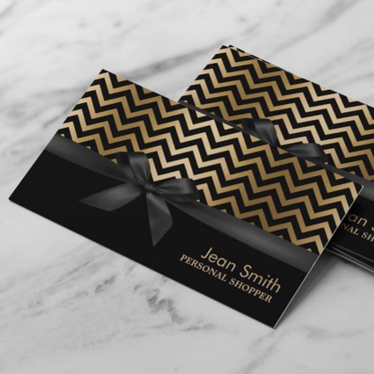 Modern Gold Chevron Stripes Personal Shopper Visitekaartje